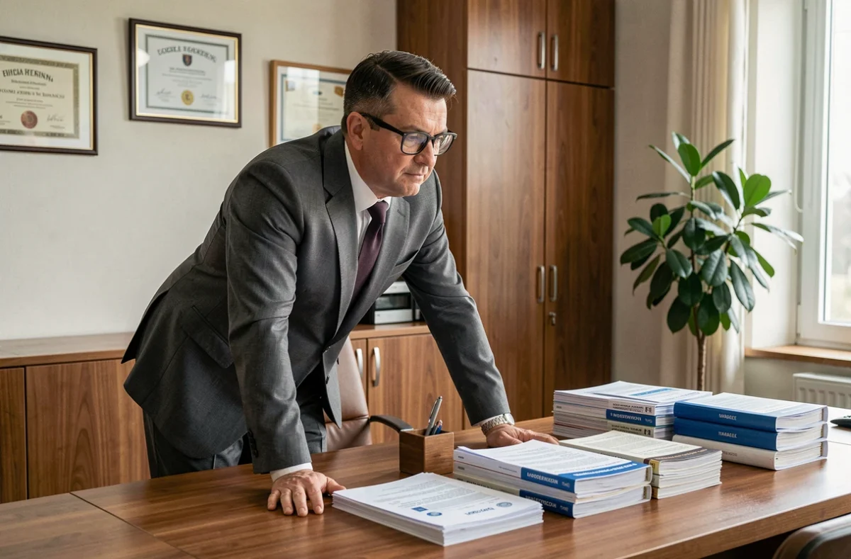 Emmanuel Parmentier, courtier indépendant, consultant un dossier d'assurance de prêt dans son cabinet