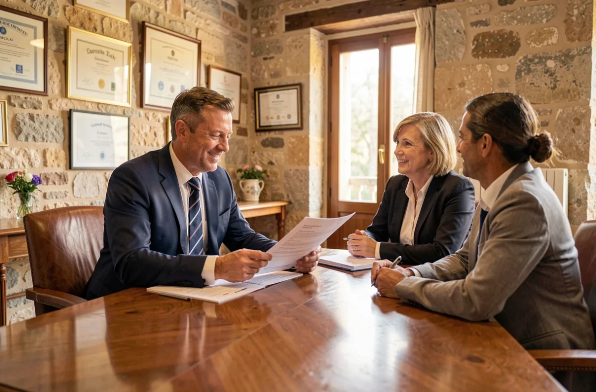 Conseiller Cafpi Vaucluse en réunion avec un couple autour d'un dossier de prêt immobilier