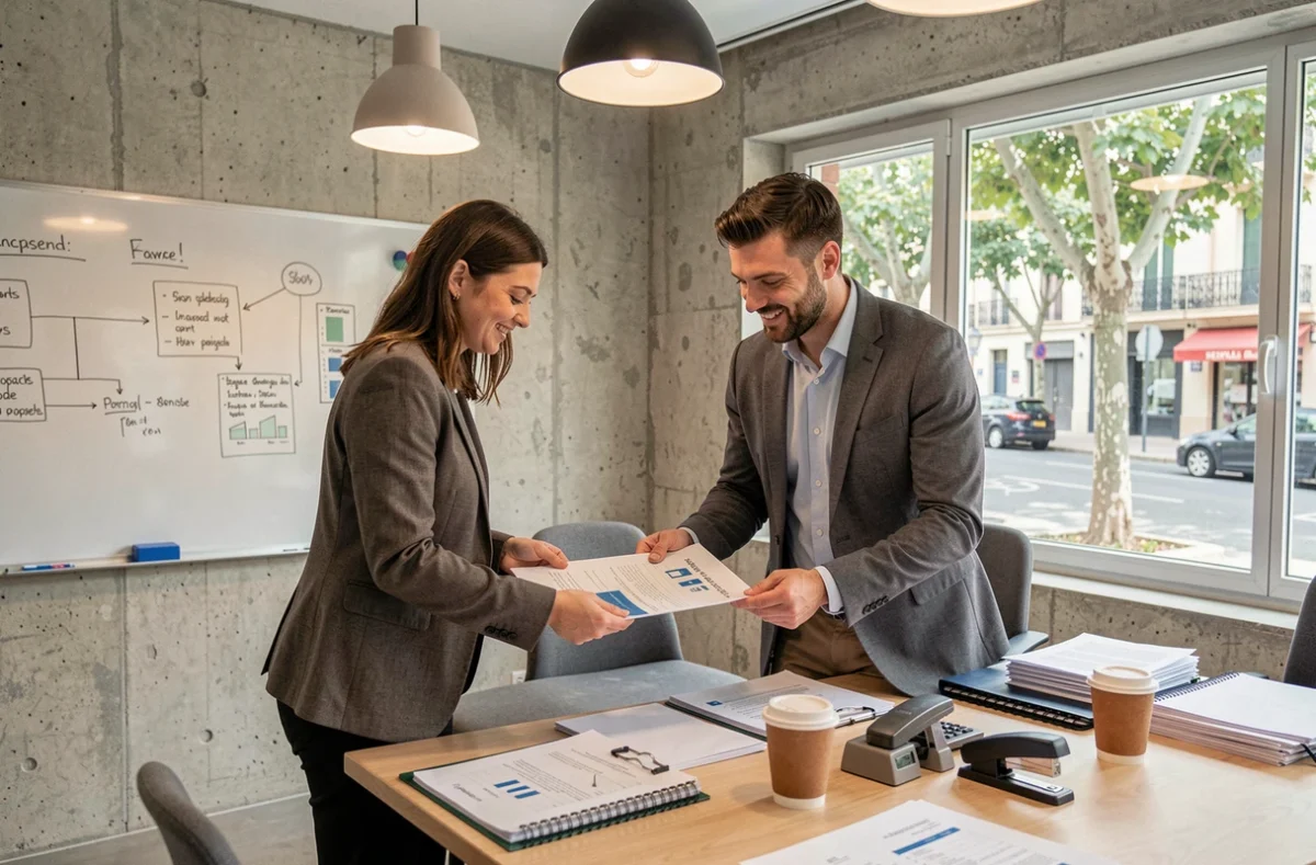 Équipe de courtiers généralistes de C&B Courtage collaborant dans un bureau de Montpellier