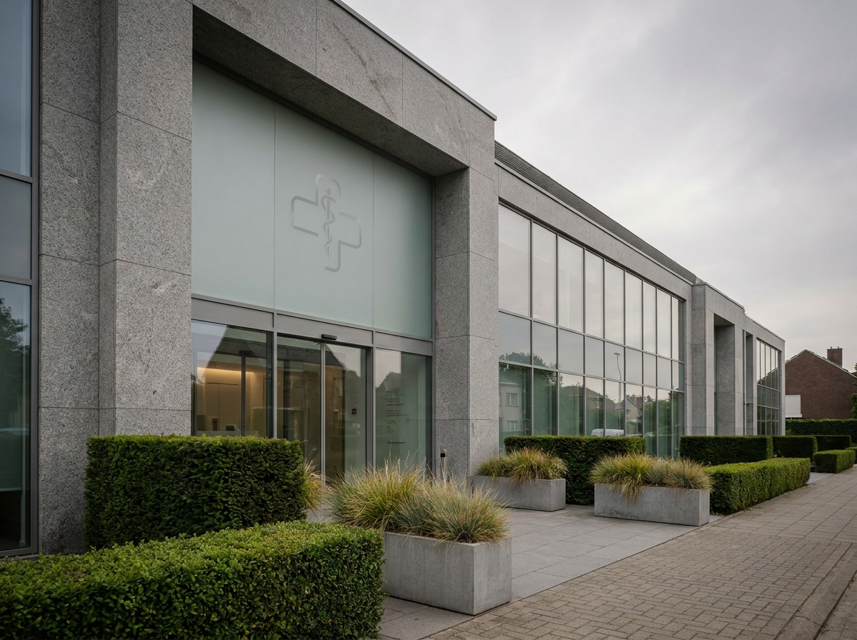 Façade moderne d'une clinique privée représentant le patrimoine immobilier de santé en SCPI