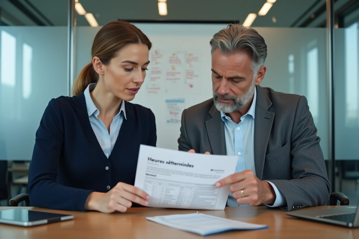 Deux collègues discutant des nouvelles règles fiscales sur les heures supplémentaires dans la fonction publique et le secteur privé