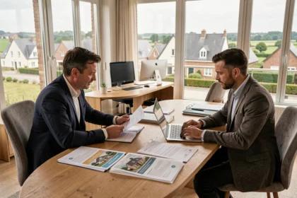 Courtier en crédit immobilier dans l'Orne conseillant un couple sur leur projet de financement immobilier