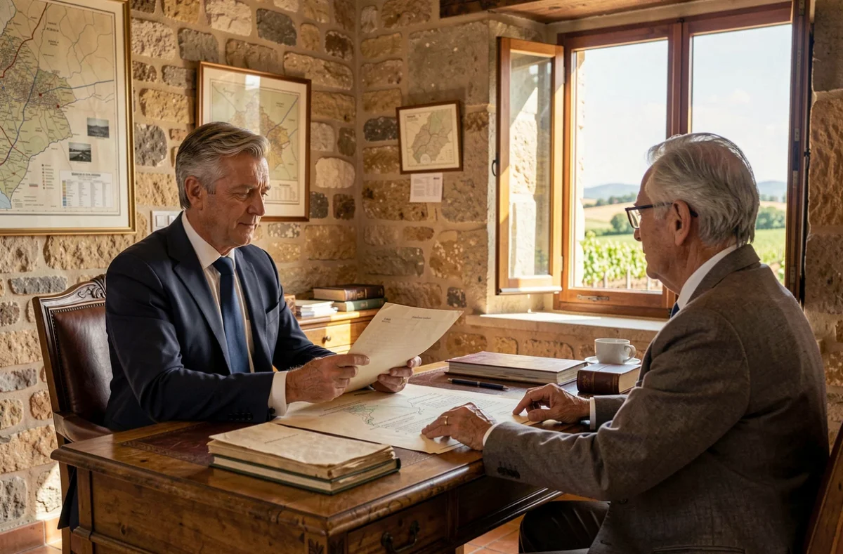 Courtier patrimonial de DMH Assurances et Patrimoine conseillant des clients dans un bureau de l'Hérault