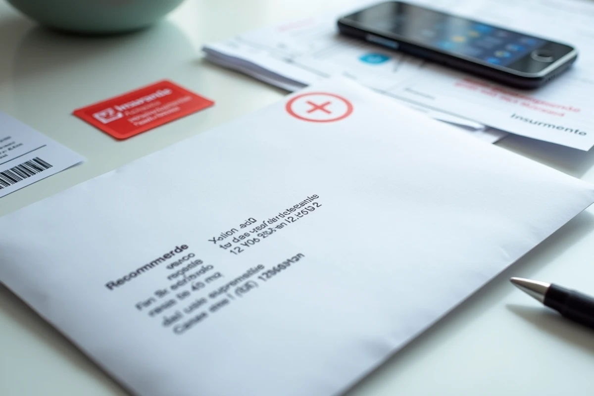 Enveloppe recommandée avec accusé de réception adressée à ACM IARD SA prête à être envoyée