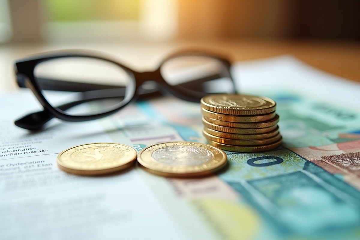 Pièces et billets d euro sur relevé de retraite français