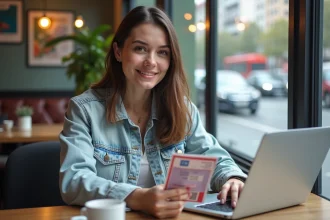 Jeune femme souriante avec carte de residence turque