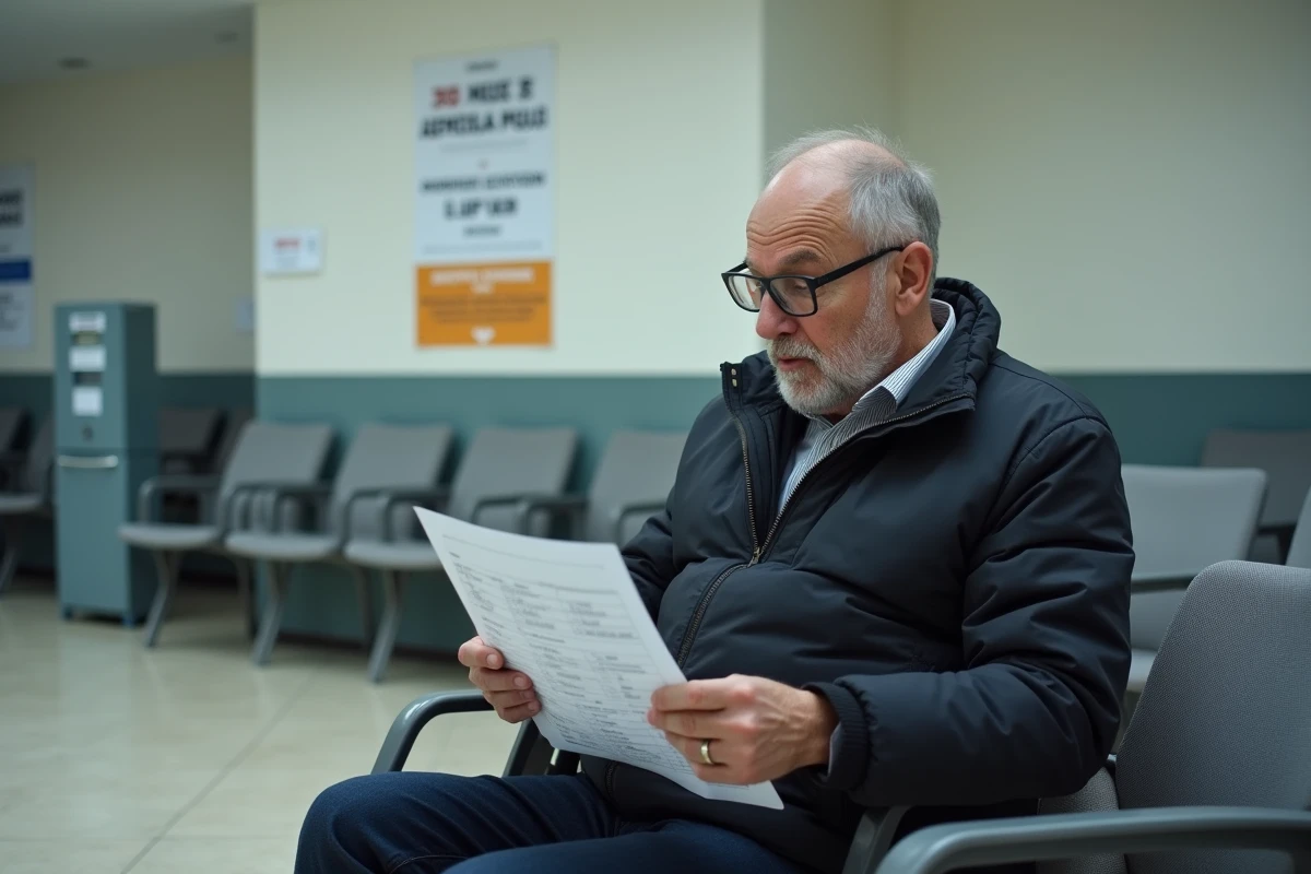 Usager consultant ses horaires de rendez-vous dans la salle d'attente du SGC Nord Vendée aux Herbiers